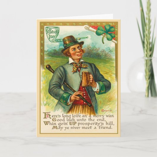 Oude St. Patrick's Day wenskaart Kaart (Voorkant)