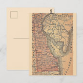 Oude staatkaart van Delaware Briefkaart (Voorkant / Achterkant)