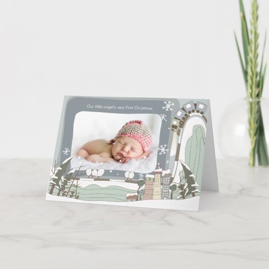 Oude Stad 1e Kerst Foto Wenskaart Feestdagen Kaart (Voorkant)