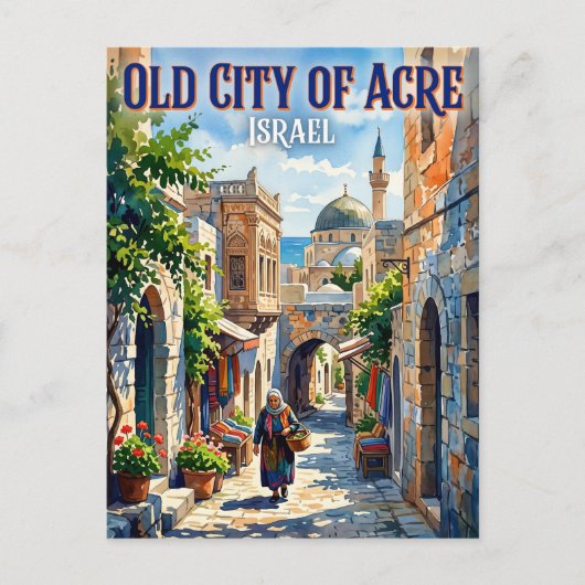 Oude Stad Acre Israël Briefkaart (Voorkant)