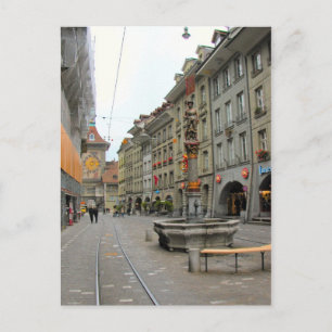 Oude stad Berne - Medieval klok toren en fontein Briefkaart
