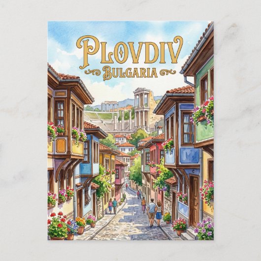 Oude Stad Bulgarije Briefkaart (Voorkant)