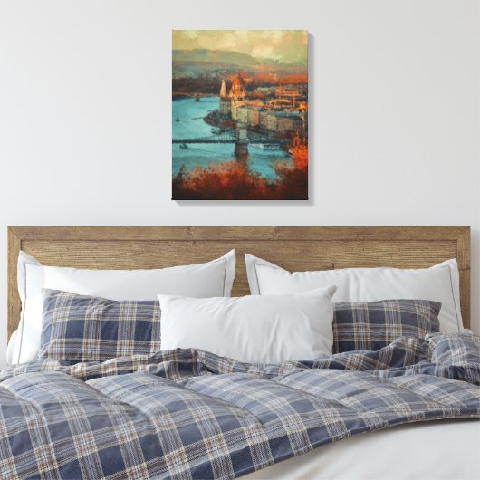 Oude stad canvas afdruk (Insitu (Slaapkamer))