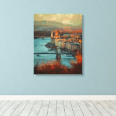 Oude stad canvas afdruk (Insitu (Houten vloer))