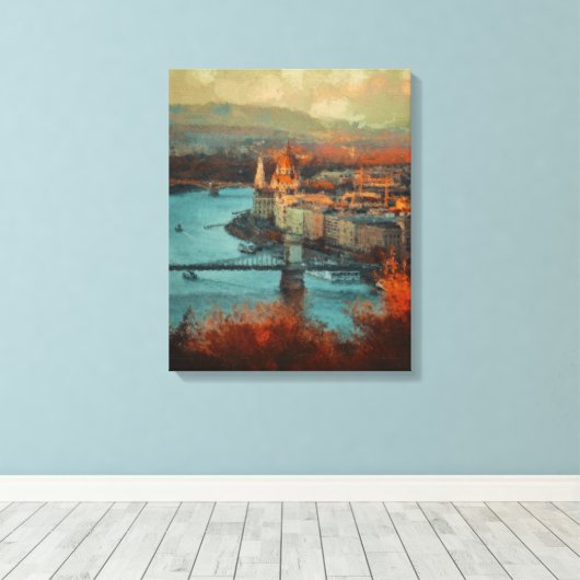 Oude stad canvas afdruk (Insitu (Houten vloer))