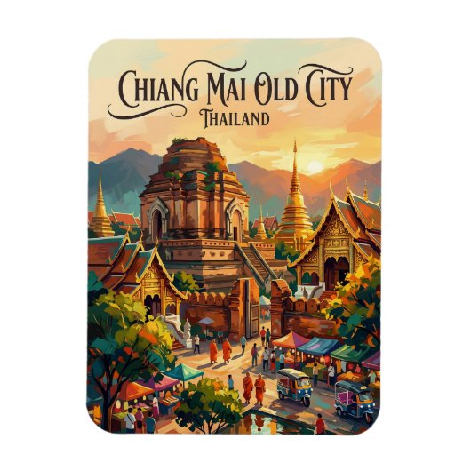 Oude Stad Chiang Mai Thailand Magneet (Verticaal)