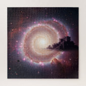 Oude stad drijvend diep universum mysterie kosmisc legpuzzel (Verticaal)