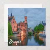 Oude stad en Belfry-toren 's nachts in Brugge (Voorkant / Achterkant)