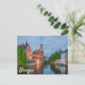 Oude stad en Belfry-toren 's nachts in Brugge Briefkaart (Staand voorkant)