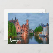 Oude stad en Belfry-toren 's nachts in Brugge Briefkaart (Voorkant / Achterkant)