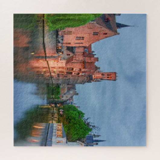 Oude stad en Belfry-toren 's nachts in Brugge Legpuzzel (Horizontaal)