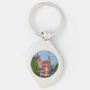 Oude stad en Belfry-toren 's nachts in Brugge Sleutelhanger
