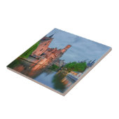 Oude stad en Belfry-toren 's nachts in Brugge Tegeltje (Zijkant)