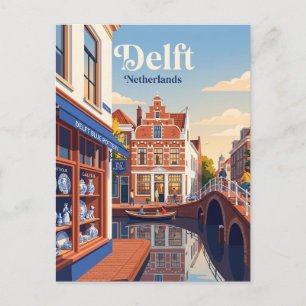Oude Stad en Blauwe Aardewerk Nederland Briefkaart