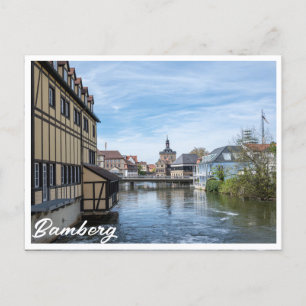 Oude stad en Regnitz rivier in Bamberg, Duitsland Briefkaart