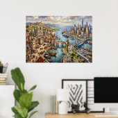 Oude Stad Haven Stadsgezicht Poster (Thuiskantoor)