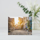 Oude stad in Europa bij zonsondergang Briefkaart (Staand voorkant)