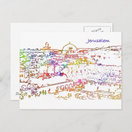 Oude stad Jerusalem Briefkaart (Voorkant / Achterkant)