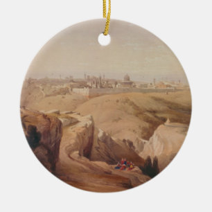 Oude stad Jeruzalem van de berg Olijven Keramisch Ornament