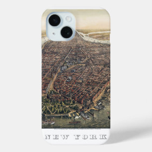 Oude stad New York City, Manhattan, Brooklyn Bridg iPhone 15 Case