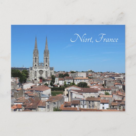 Oude stad Niort Skyline, Frankrijk Briefkaart (Voorkant)