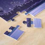 Oude stad onder een volle maan legpuzzel (Zijkant)