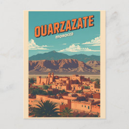 Oude stad Ouarzazate kasbah Sahara woestijn Marokk Briefkaart