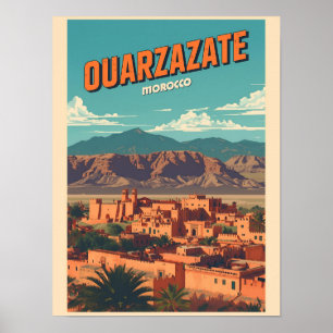 Oude stad Ouarzazate kasbah Sahara woestijn Marokk Poster