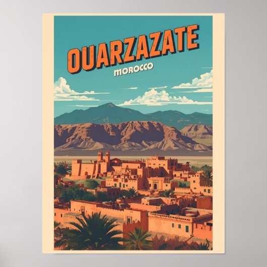 Oude stad Ouarzazate kasbah Sahara woestijn Marokk Poster (Voorkant)