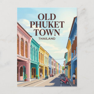 Oude stad Phuket Thailand Briefkaart