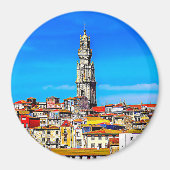 Oude stad Porto met tower Clerigos. Magneet (Voorkant)