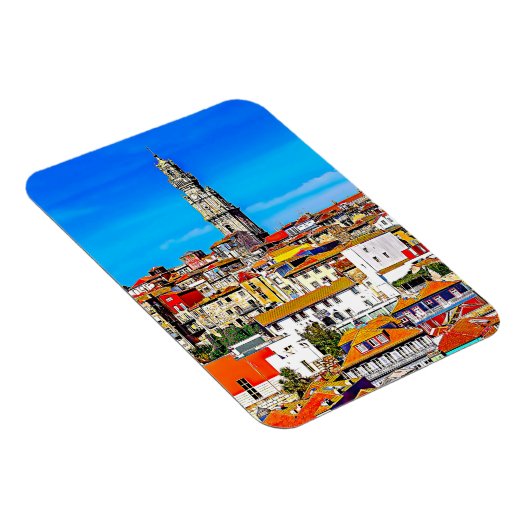 Oude stad Porto met tower Clerigos. Magneet (Rechterzijde)