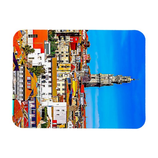 Oude stad Porto met tower Clerigos. Magneet (Horizontaal)