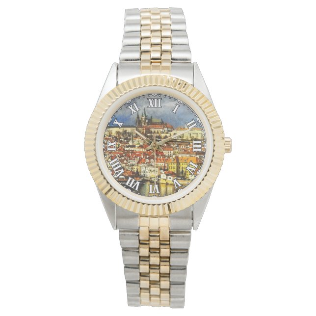 Oude stad Praag (Praag) van de brugtoren Horloge (Voorkant)