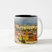 Oude stad Praag (Praag) van de brugtoren Tweekleurige Koffiemok (Voorkant rechts)