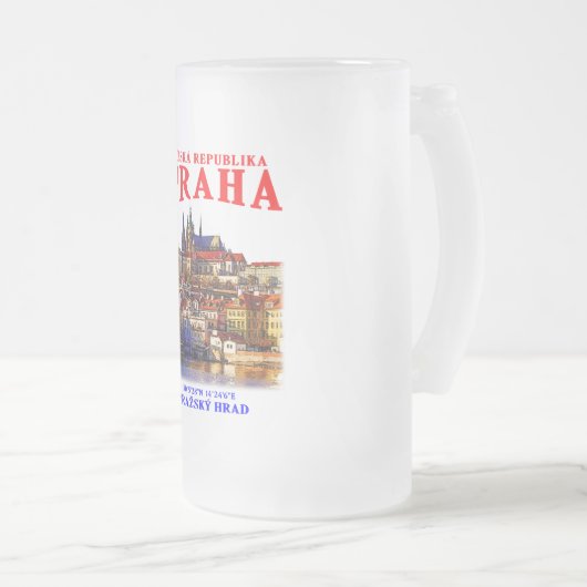 Oude stad Praag. Tsjechië. Matglas Bierpul (Voorkant rechts)