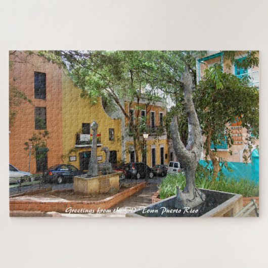 Oude stad Puerto Rico. kerstcadeautjes Jigzaag P Legpuzzel (Horizontaal)