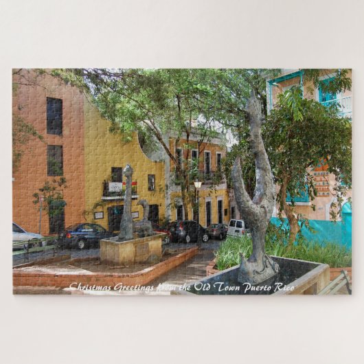 Oude stad Puerto Rico. kerstcadeautjes Jigzaag P Legpuzzel (Horizontaal)
