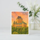 Oude Stad Quebec City | Waterverf Canada Feestdagenkaart (Staand voorkant)
