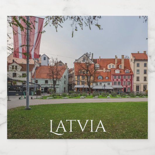 Oude stad Riga in het najaar Bier Etiket (Enkel label)