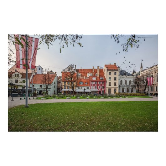 Oude stad Riga in het najaar Foto Afdruk (Voorkant)