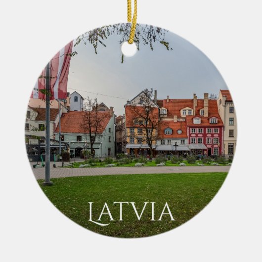 Oude stad Riga in het najaar Keramisch Ornament (Voorkant)