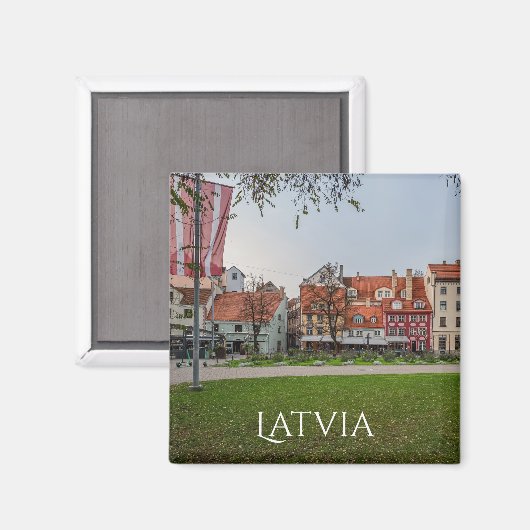 Oude stad Riga in het najaar Magneet (Voorkant / Achterkant)