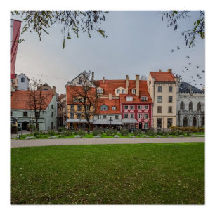 Oude stad Riga in het najaar Perfect Poster