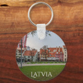 Oude stad Riga in het najaar Sleutelhanger (Voorkant)