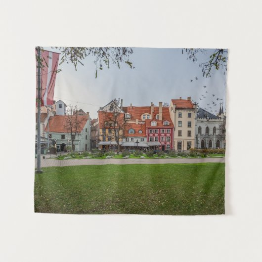 Oude stad Riga in het najaar Wandkleed (Voorkant (horizontaal))