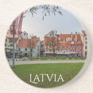 Oude stad Riga in het najaar Zandsteen Onderzetter