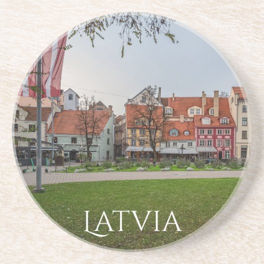 Oude stad Riga in het najaar Zandsteen Onderzetter (Voorkant)