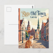 Oude Stad Riga Letland Briefkaart (Voorkant / Achterkant)
