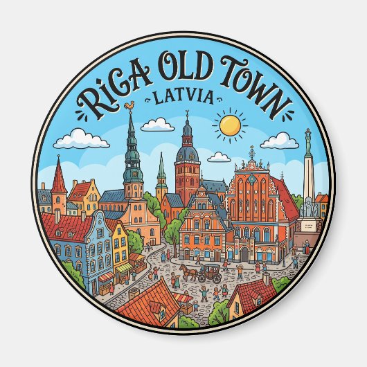 Oude Stad Riga Letland Magneet (Voorkant)
